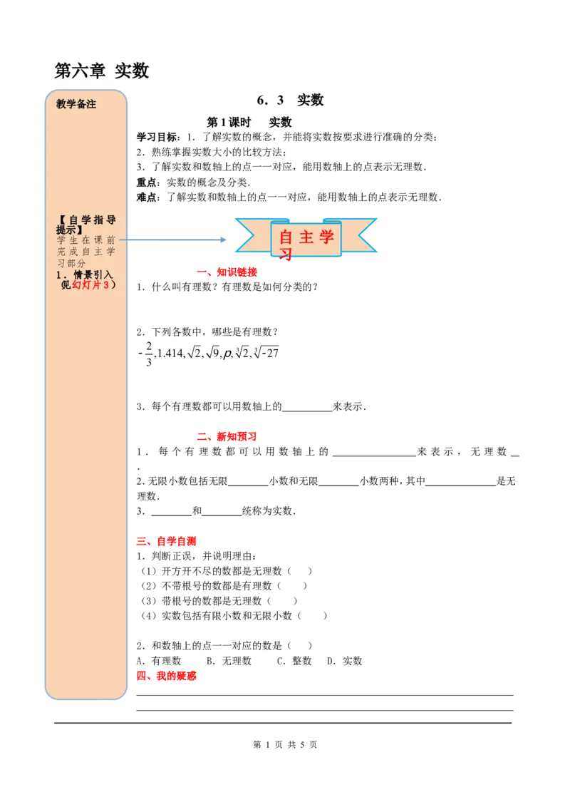 6.3第1课时实数_初中数学人教版_7下-初中数学人教版_7下-初中数学人教版（旧版）赠送_05学案_导学案（第2套）