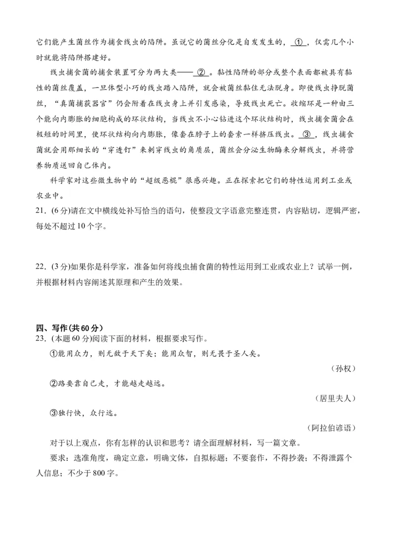 期末专题07期末冲刺卷（新高考卷）（一）-高一语文下学期期中期（统编版必修下册）学生版_高语_高中语文_必修下册_期中+期末