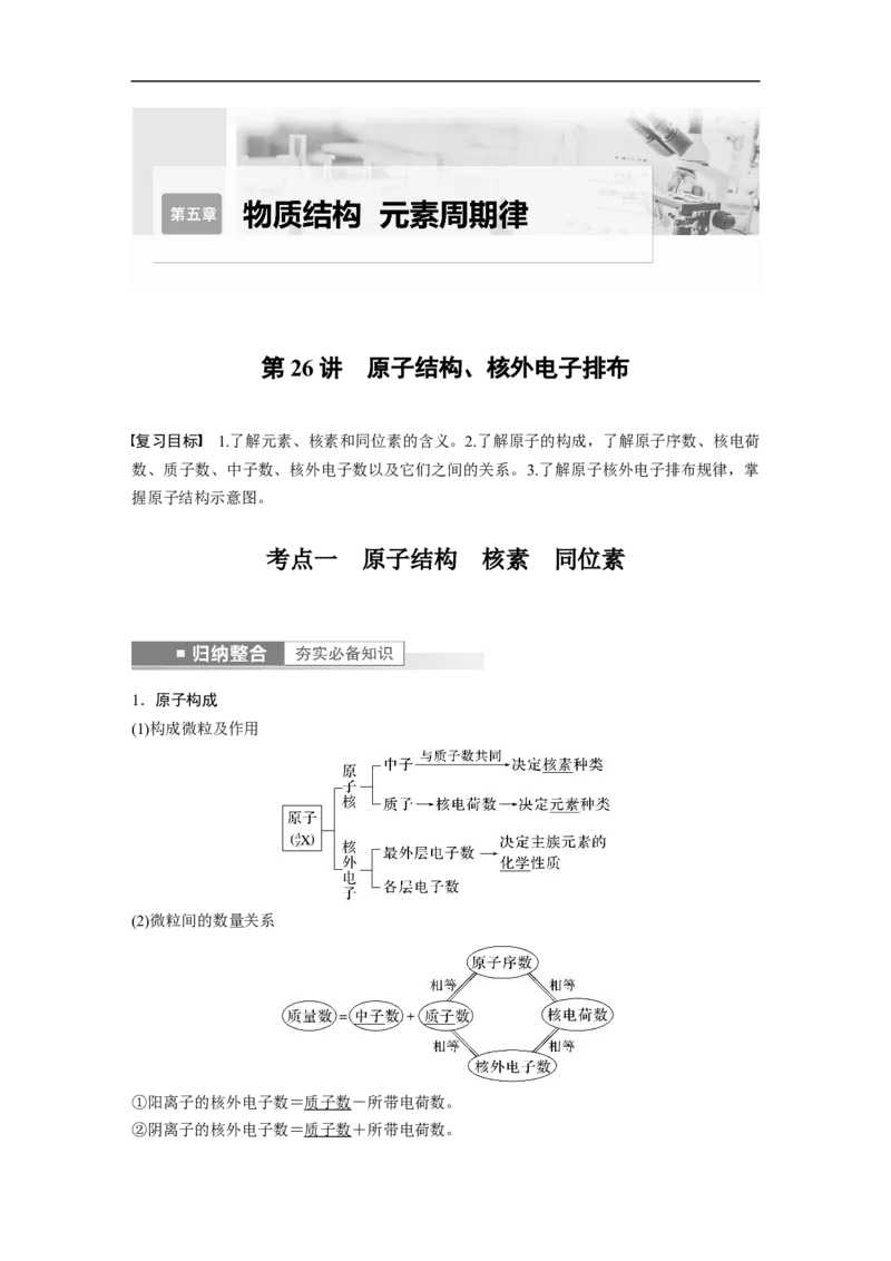 2023年高考化学一轮复习（全国版）第5章第26讲　原子结构、核外电子排布_05高考化学_通用版（老高考）复习资料_2023年复习资料_一轮复习_2023年高考化学一轮复习讲义+课件（全国版）