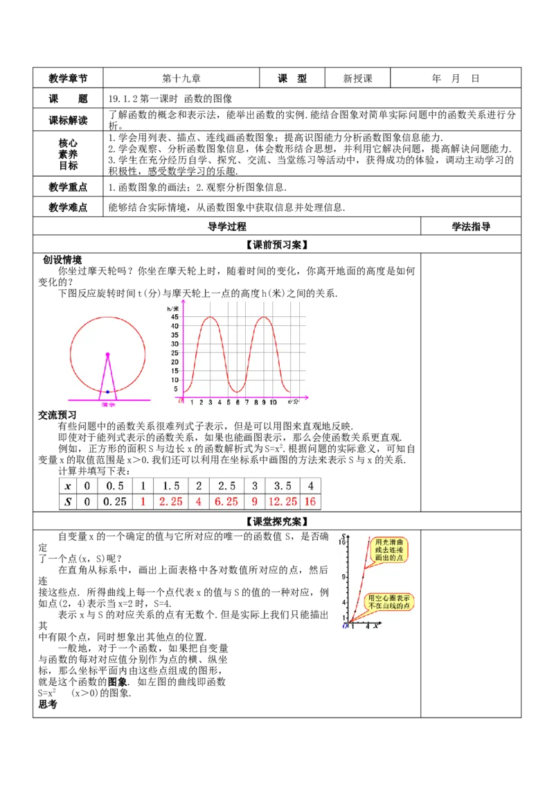 19.1.2第1课时函数的图象教案_初中数学人教版_八年级数学下册_保存转存之后查看(1)_8下-初中数学人教版（2026春新版持续更新）_旧版-可参考_01课件+教案（配套）_课件+教案（核心素养）