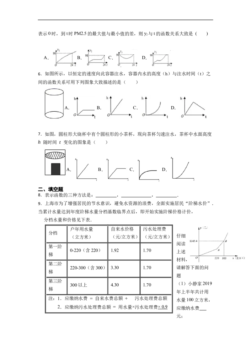 19.1.2函数的图象(精练)-重要笔记八年级数学下学期重要考点精讲精练(人教版)（原卷版）_初中数学人教版_八年级数学下册_保存转存之后查看(1)_旧版-可参考_07专项讲练