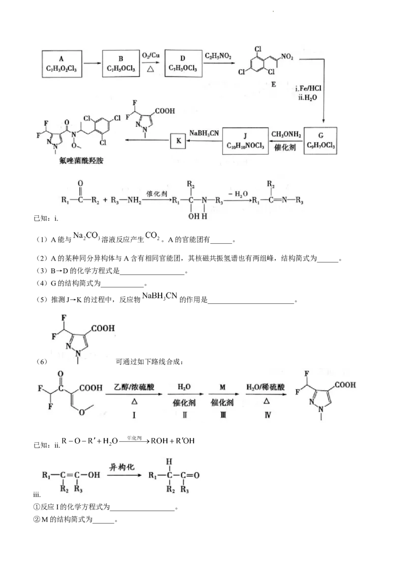 2023届北京市朝阳区高三下学期一模化学试题_05高考化学_高考模拟题_新高考