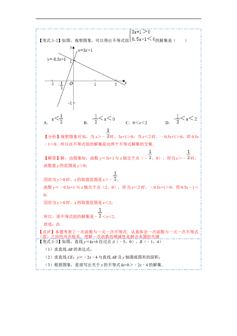 19.2.3一次函数与方程、不等式(精讲)-重要笔记八年级数学下学期重要考点精讲精练(人教版)（解析版）_初中数学人教版_八年级数学下册_保存转存之后查看(1)_旧版-可参考_07专项讲练