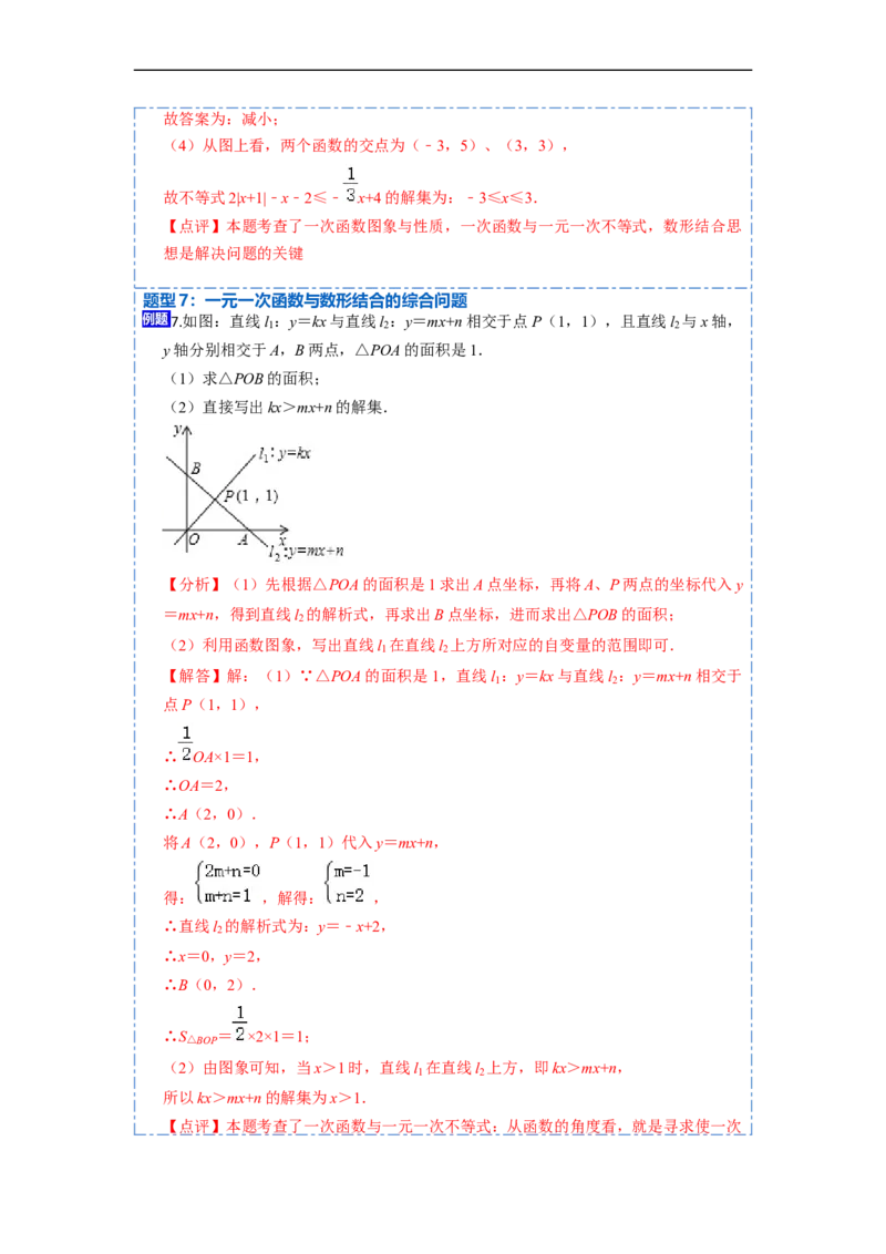 19.2.3一次函数与方程、不等式(精讲)-重要笔记八年级数学下学期重要考点精讲精练(人教版)（解析版）_初中数学人教版_八年级数学下册_保存转存之后查看(1)_旧版-可参考_07专项讲练