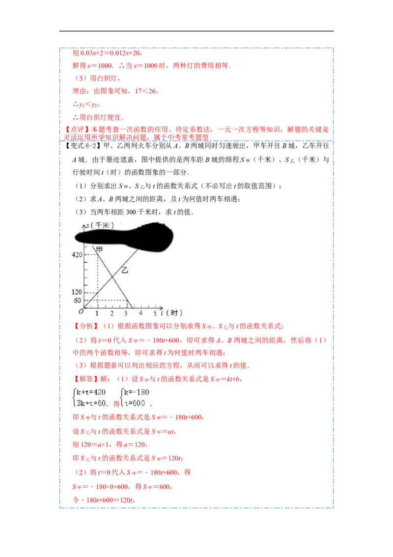 19.2.3一次函数与方程、不等式(精讲)-重要笔记八年级数学下学期重要考点精讲精练(人教版)（解析版）_初中数学人教版_八年级数学下册_保存转存之后查看(1)_旧版-可参考_07专项讲练