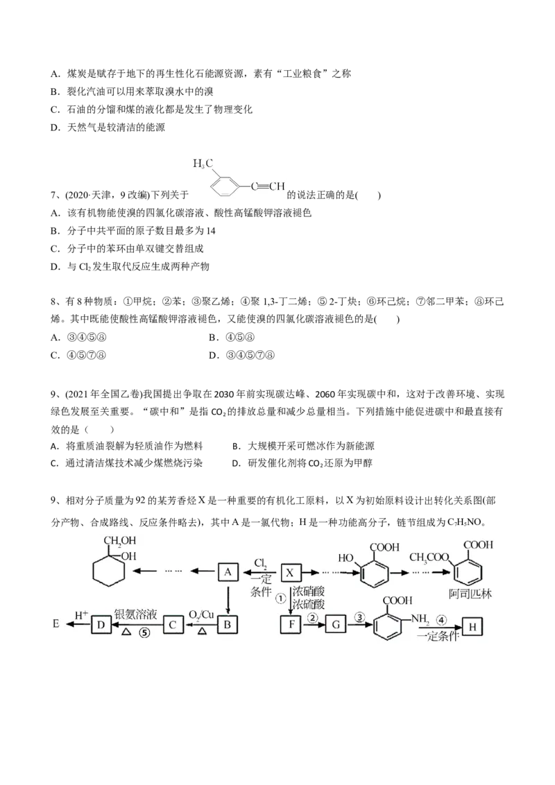 02考点二芳香烃烃的来源（学生版）_05高考化学_2025年新高考资料_一轮复习_2025年高考化学一轮复习基础知识讲义（新高考通用）（完结）_专题二有机化学