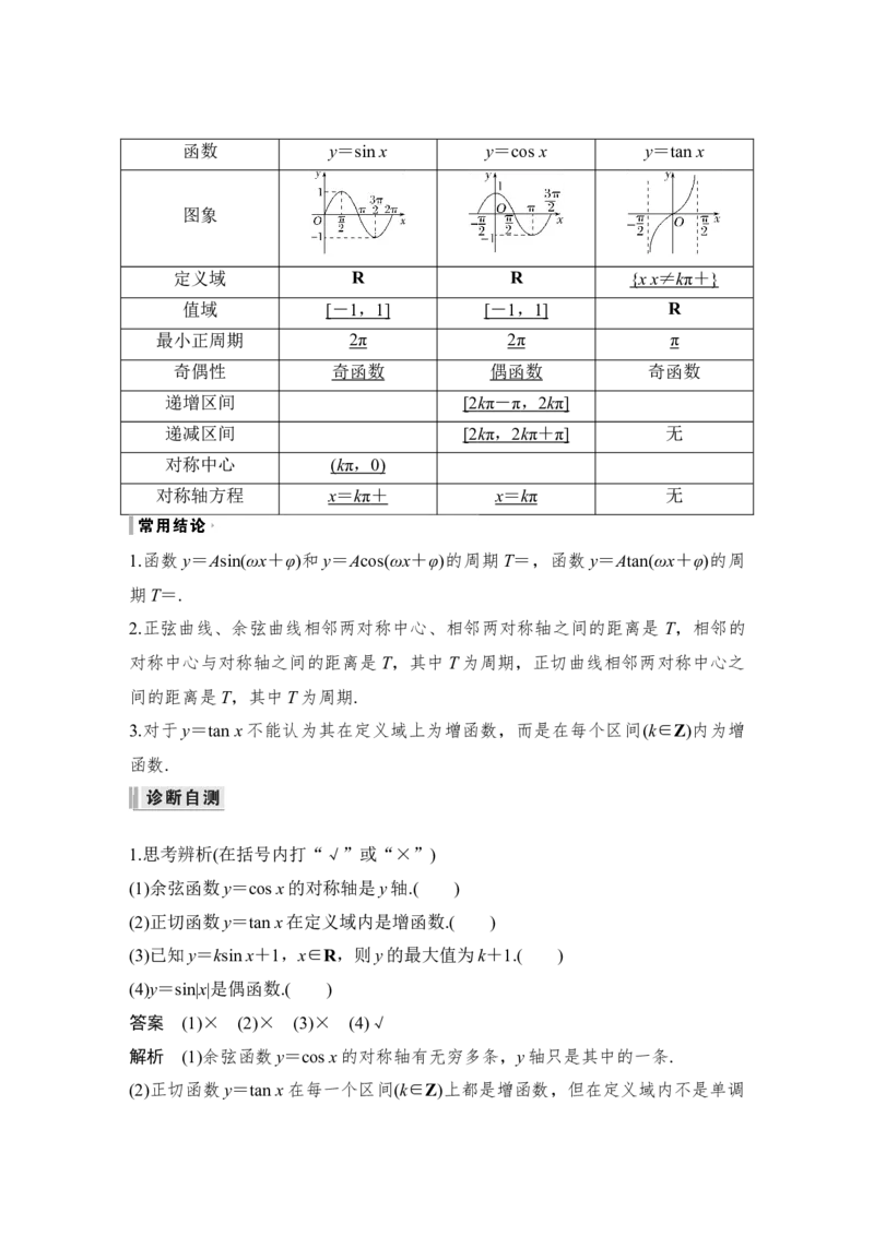 第4章三角函数、解三角形第4节　三角函数的图象与性质_2.2025数学总复习_赠品通用版（老高考）复习资料_一轮复习_2023年高考数学（文科）一轮复习（老高考通用版）