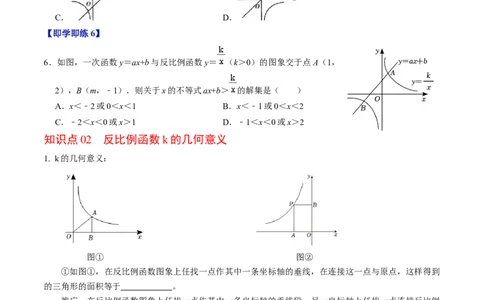 第02讲反比例函数的图象与性质（2个知识点+7类热点题型讲练+习题巩固）（学生版）_初中数学_九年级数学下册（人教版）_同步讲义-U18_2025版