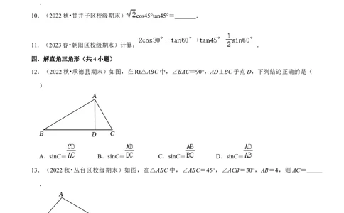 猜想08锐角三角函数（易错必刷30题7种题型专项训练）（学生版）_初中数学_九年级数学上册（人教版）_期末专项复习-U276_2024版