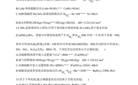 专题三离子反应（含答案）_05高考化学_2025年新高考资料_专项练习_2025高考化学专题练习（含答案）（完结）