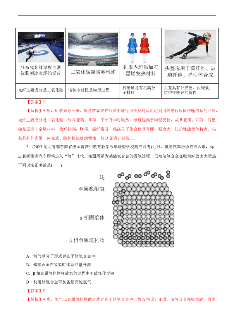 专题01化学与STSE（练）（解析版）_05高考化学_通用版（老高考）复习资料_2023年复习资料_二轮复习_2023年高考化学二轮复习讲练测（全国通用）