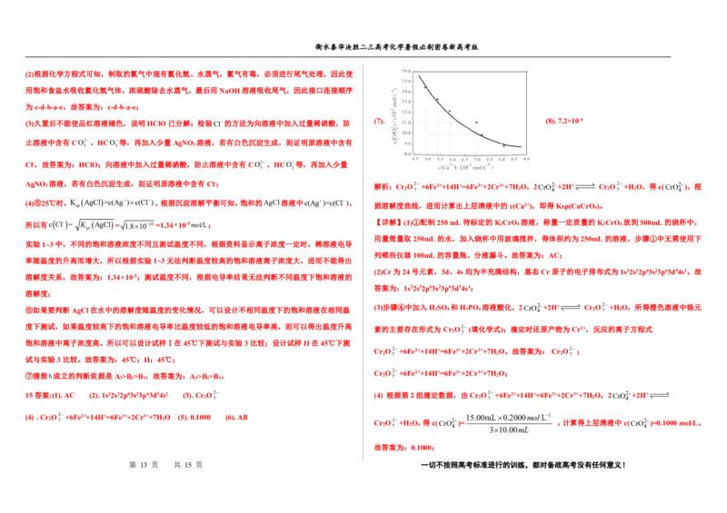 2023衡水泰华中学（原衡水一中）决胜高考化学暑假必刷密卷第12套（新高考版）_05高考化学_高考模拟题_全国课标版
