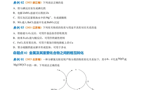 专题05金属及其重要化合物（讲义）（原卷版）_05高考化学_2024年新高考资料_2.2024二轮复习_高频考点2024年高考化学二轮复习高频考点追踪与预测（新高考专用）