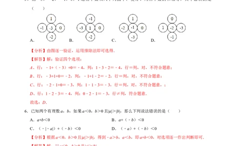 专题06有理数的加减法专题训练（解析版）_初中数学人教版_7上-初中数学人教版_7上-初中数学人教版（旧版）赠送_07专项讲练