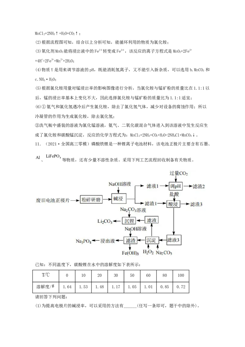 专题20工业流程题（教师版含解析）2021年高考化学真题和模拟题分类汇编_05高考化学_新高考复习资料_2023年新高考资料_一轮复习_2023年新高考大一轮复习讲义