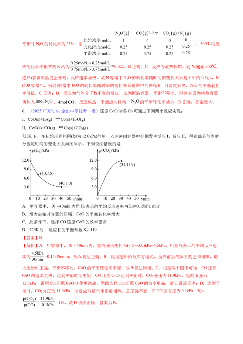 专题28化学平衡常数及转化率的计算-2024年高考化学一轮复习基础考点必刷好题（新教材新高考）（解析版）_05高考化学_2024年新高考资料_1.2024一轮复习