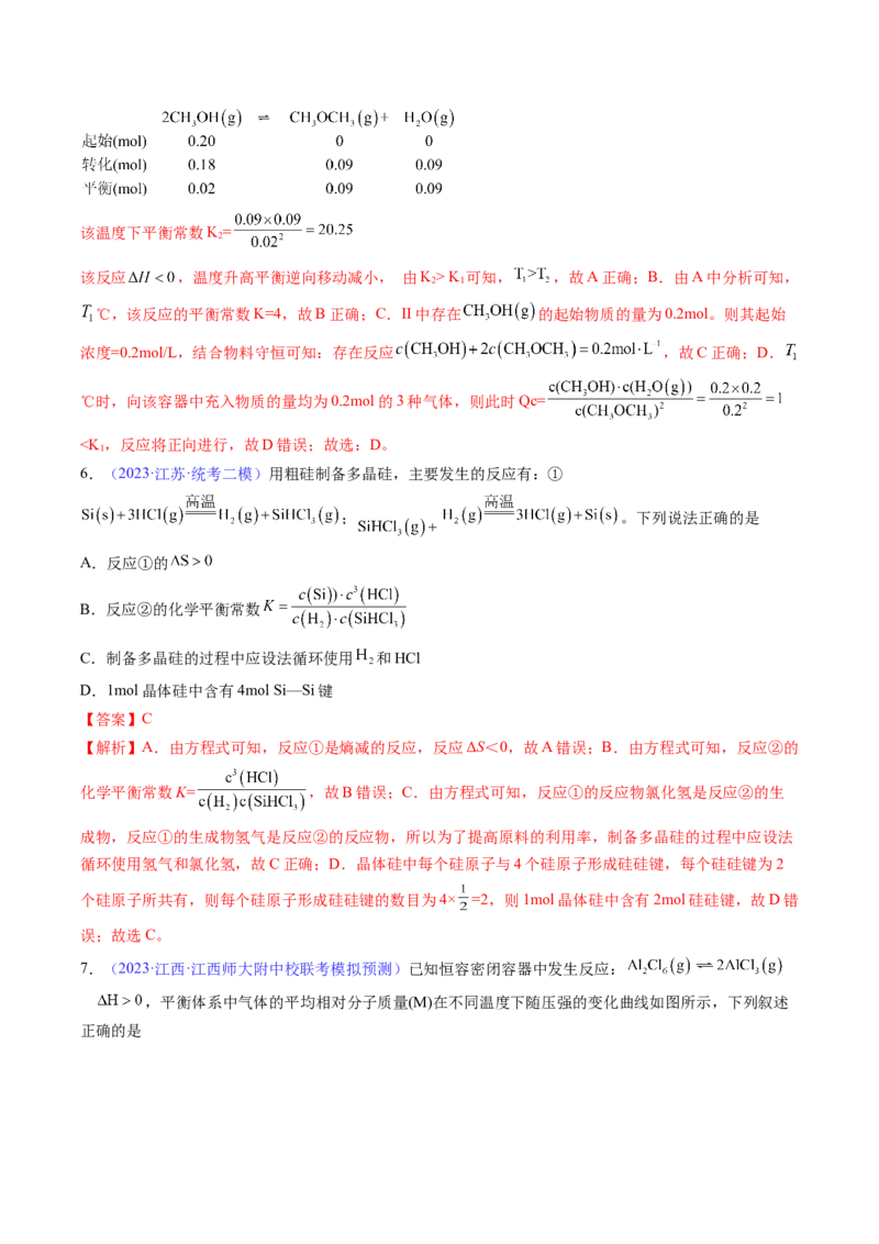 专题28化学平衡常数及转化率的计算-2024年高考化学一轮复习基础考点必刷好题（新教材新高考）（解析版）_05高考化学_2024年新高考资料_1.2024一轮复习