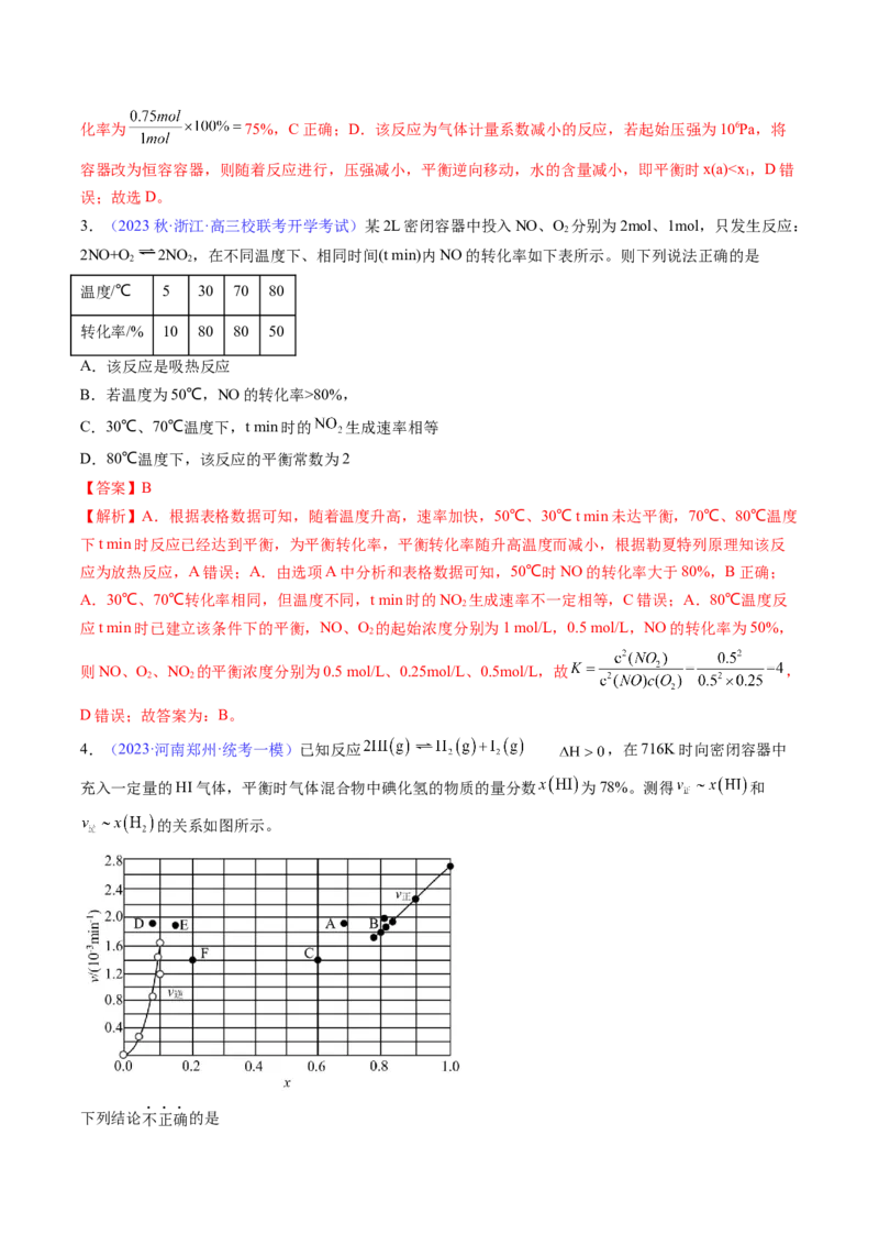 专题28化学平衡常数及转化率的计算-2024年高考化学一轮复习基础考点必刷好题（新教材新高考）（解析版）_05高考化学_2024年新高考资料_1.2024一轮复习