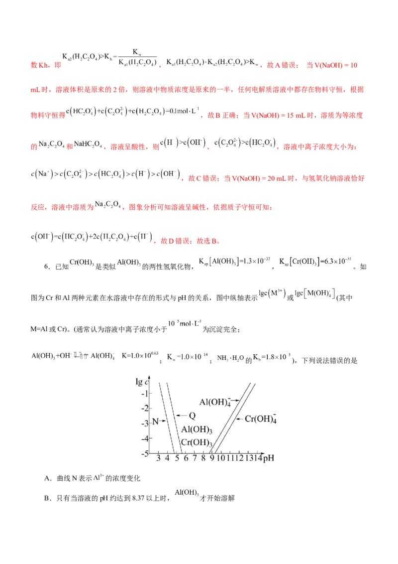 专题06水溶液中的离子平衡（测）解析版-2023年高考化学二轮复习讲练测（新高考专用）_05高考化学_新高考复习资料_2023年新高考资料_二轮复习