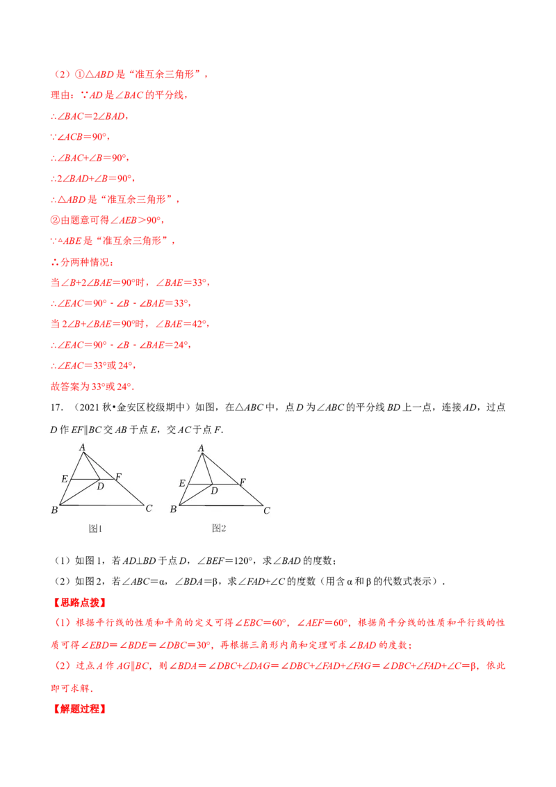 专题11.3三角形内角和定理（重点题专项讲练）（人教版）（解析版）_初中数学人教版_8上-初中数学人教版_旧版_07专项讲练_八年级数学上册从重点到压轴（人教版）