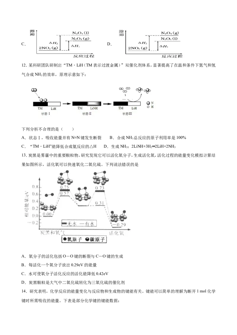 专题12反应热热化学方程式-2019年高考化学易错题汇总（原卷版）_05高考化学_新高考复习资料_2022年新高考资料_2022年一轮复习各版本_1.高考化学2022年一轮复习通用版_原卷版