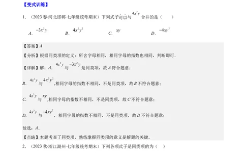 专题11整式的加减之九大考点(解析版)_初中数学人教版_7上-初中数学人教版_7上-初中数学人教版（旧版）赠送_07专项讲练