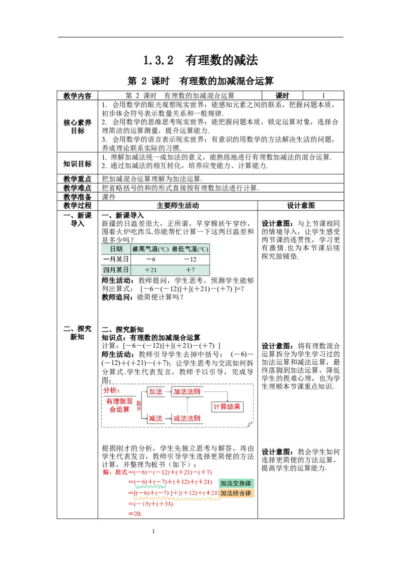 1.3.2第2课时有理数的加减混合运算--教案_初中数学人教版_7上-初中数学人教版_7上-初中数学人教版（旧版）赠送_04教案（多套）_教案（第1套）新课标_第1章有理数教案