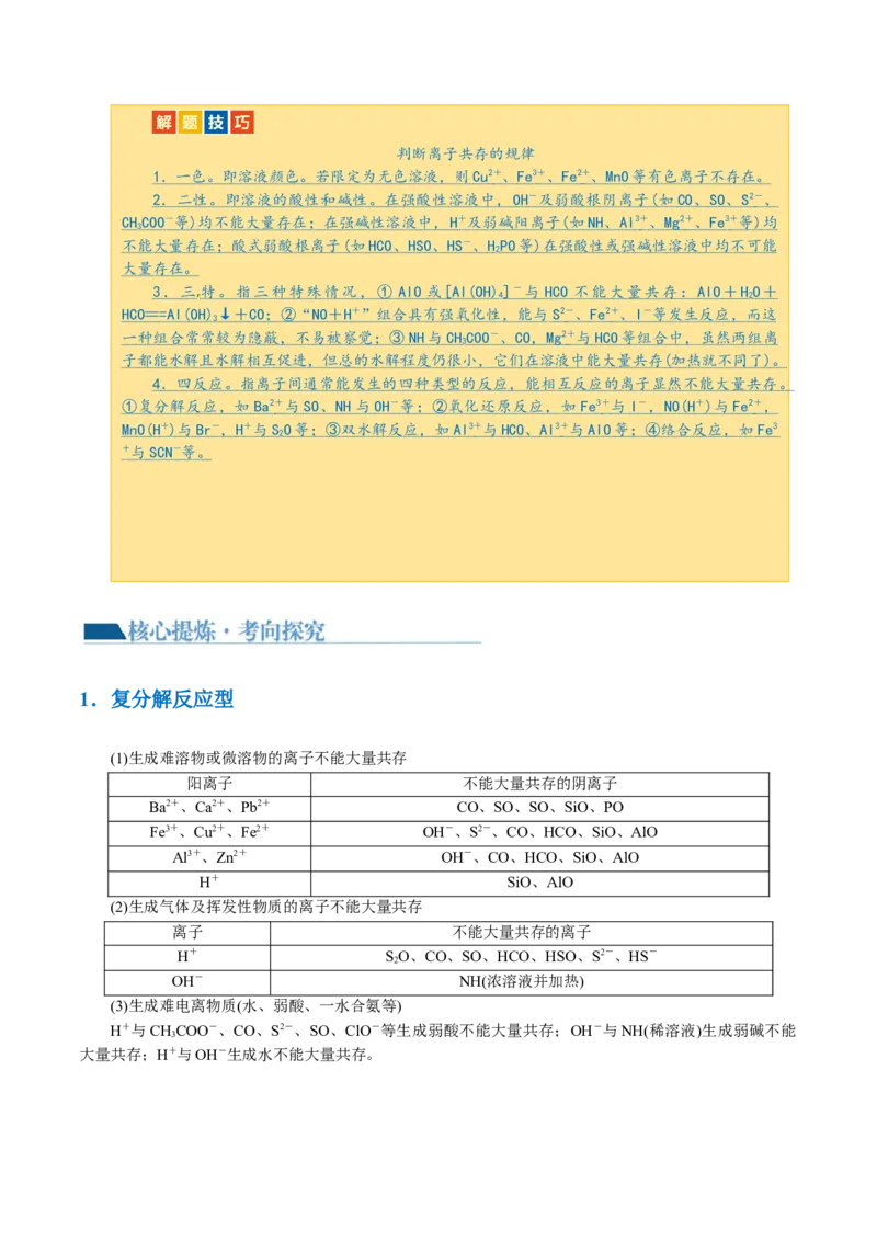专题03离子反应(讲义)(原卷版)_05高考化学_新高考复习资料_2024年新高考资料_二轮复习资料_2024年高考化学二轮复习讲练测（新教材新高考）_配套讲义（原卷版+解析版）