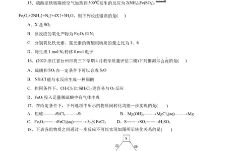 专题07非金属及其化合物（练）（原卷版）_05高考化学_通用版（老高考）复习资料_2023年复习资料_二轮复习_2023年高考化学二轮复习讲练测（全国通用）