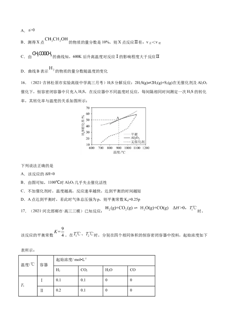 专题09反应速率、化学平衡-2021年高考真题和模拟题化学分项汇编（原卷版）_05高考化学_新高考复习资料_2022年新高考资料_2021年高考真题和模拟题化学分项汇编（全国通用）
