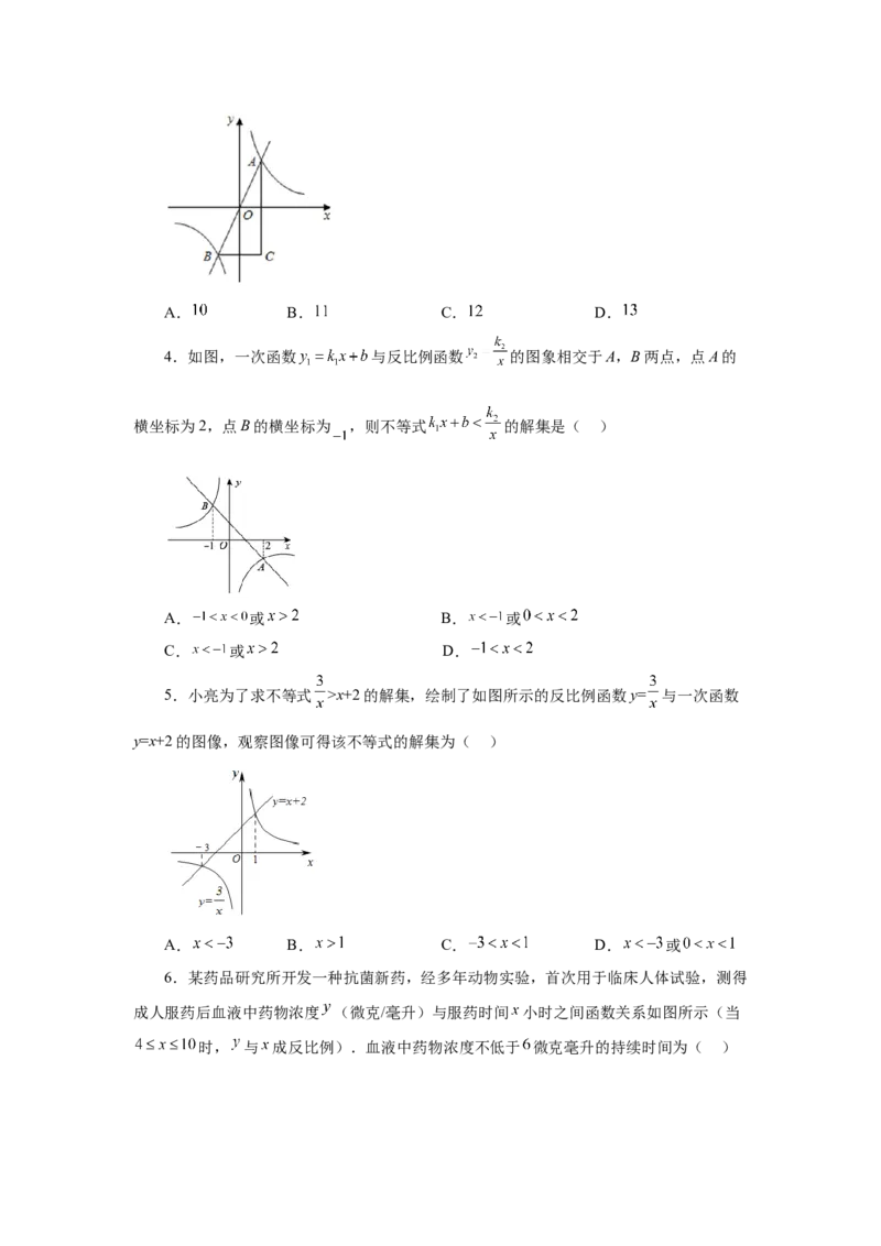 专题26.17反比例函数与一次函数专题（基础篇）（专项练习）-2022-2023学年九年级数学下册基础知识专项讲练（人教版）_初中数学人教版_9下-初中数学人教版_07专项讲练