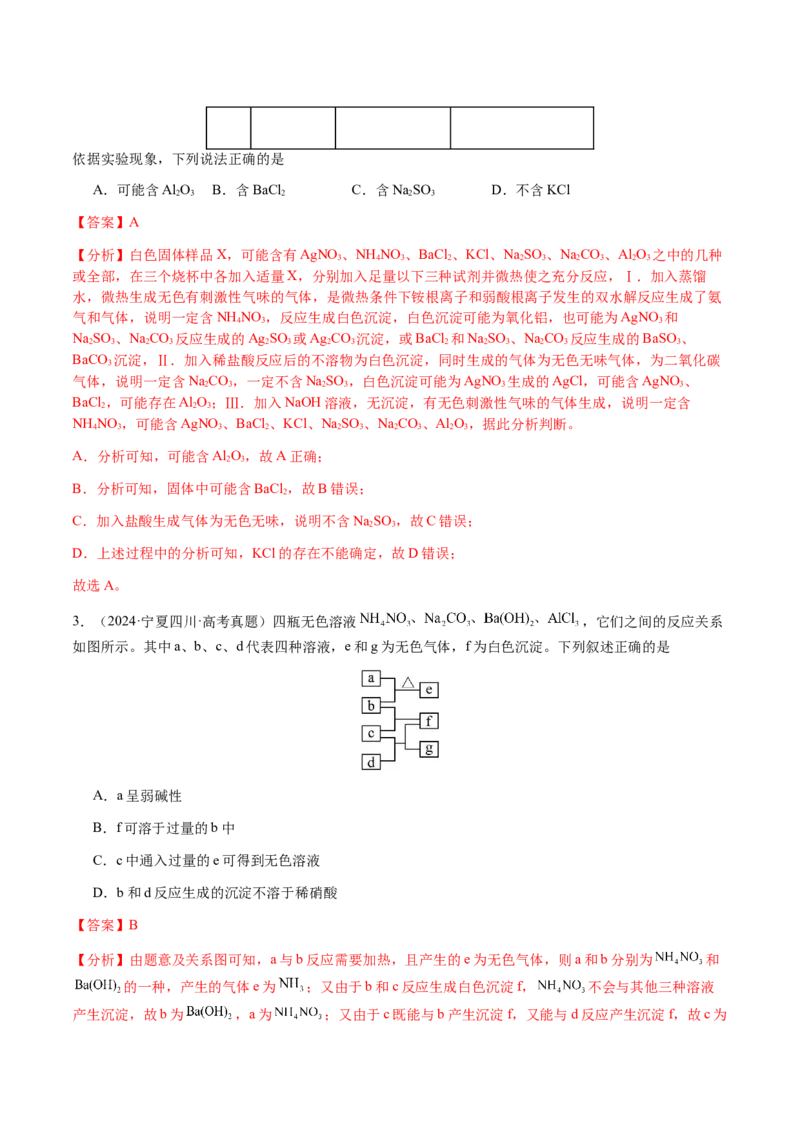 专题03离子共存、离子检验和推断（解析版）-备战2025年高考化学二轮&middot;突破提升专题复习讲义（新高考通用）_05高考化学_2025年新高考资料_二轮复习