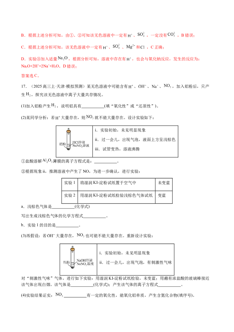 专题03离子共存、离子检验和推断（解析版）-备战2025年高考化学二轮&middot;突破提升专题复习讲义（新高考通用）_05高考化学_2025年新高考资料_二轮复习