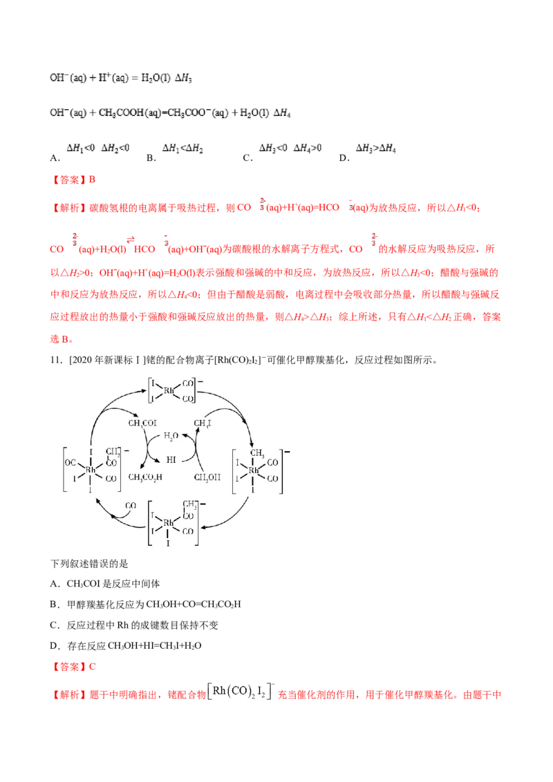 专题05化学反应与能量&mdash;&mdash;备战2021年高考化学纠错笔记（教师版含解析）_05高考化学_新高考复习资料_2023年新高考资料_一轮复习_2023年新高考大一轮复习讲义