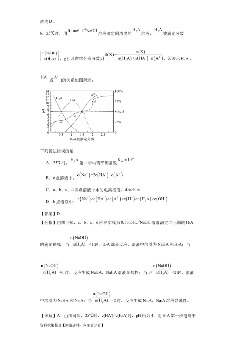 专项训练水的电离程度大小比较（解析版）_05高考化学_新高考复习资料_2024年新高考资料_一轮复习资料_2024届高三化学一轮复习&mdash;专项训练