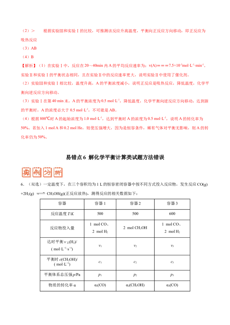 专题06化学反应速率和化学平衡&mdash;&mdash;备战2021年高考化学纠错笔记（教师版含解析）_05高考化学_新高考复习资料_2023年新高考资料_一轮复习_2023年新高考大一轮复习讲义