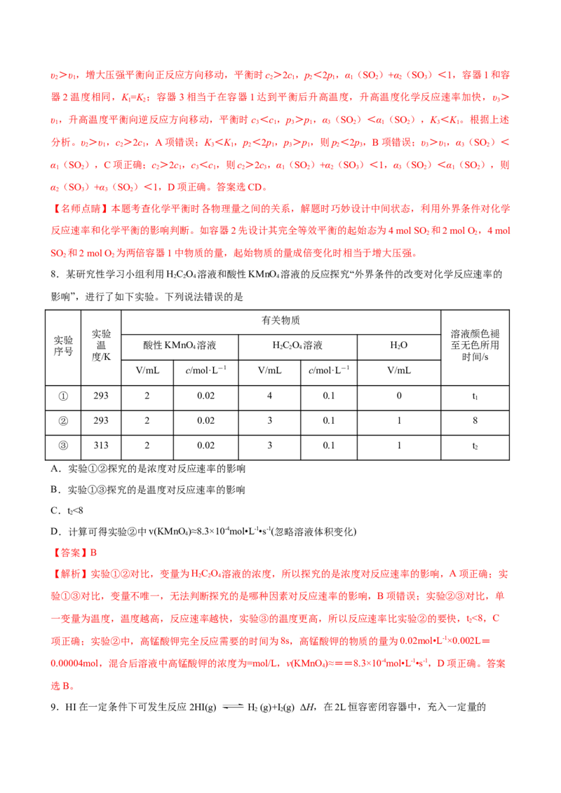 专题06化学反应速率和化学平衡&mdash;&mdash;备战2021年高考化学纠错笔记（教师版含解析）_05高考化学_新高考复习资料_2023年新高考资料_一轮复习_2023年新高考大一轮复习讲义