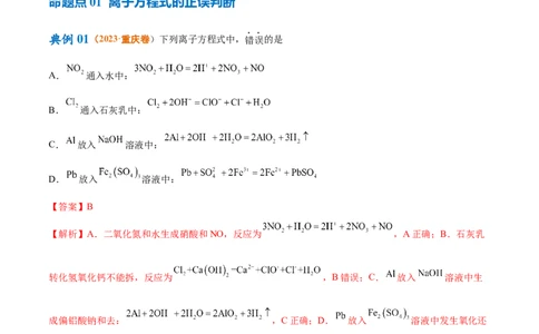 专题03离子反应（讲义）（解析版）_05高考化学_新高考复习资料_2024年新高考资料_二轮复习资料_高频考点解密2024年高考化学二轮复习高频考点追踪与预测（新高考专用）_讲义