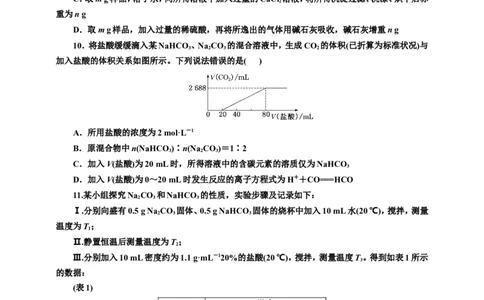 2025年高考复习化学课时检测十四：碳酸钠和碳酸氢钠的实验探究、侯氏制碱法（含解析）_05高考化学_2025年新高考资料_专项练习_2025年高考复习化学课时检测（含解析）（完结）