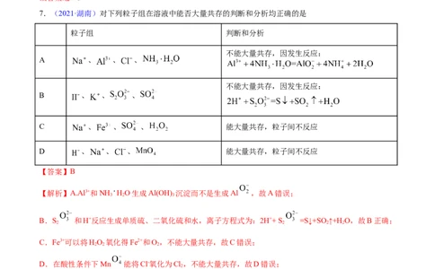 专题03离子反应&mdash;&mdash;三年（2020-2022）高考真题化学分项汇编（新高考专用）（解析版）_05高考化学_新高考复习资料_2023年新高考资料_专项复习