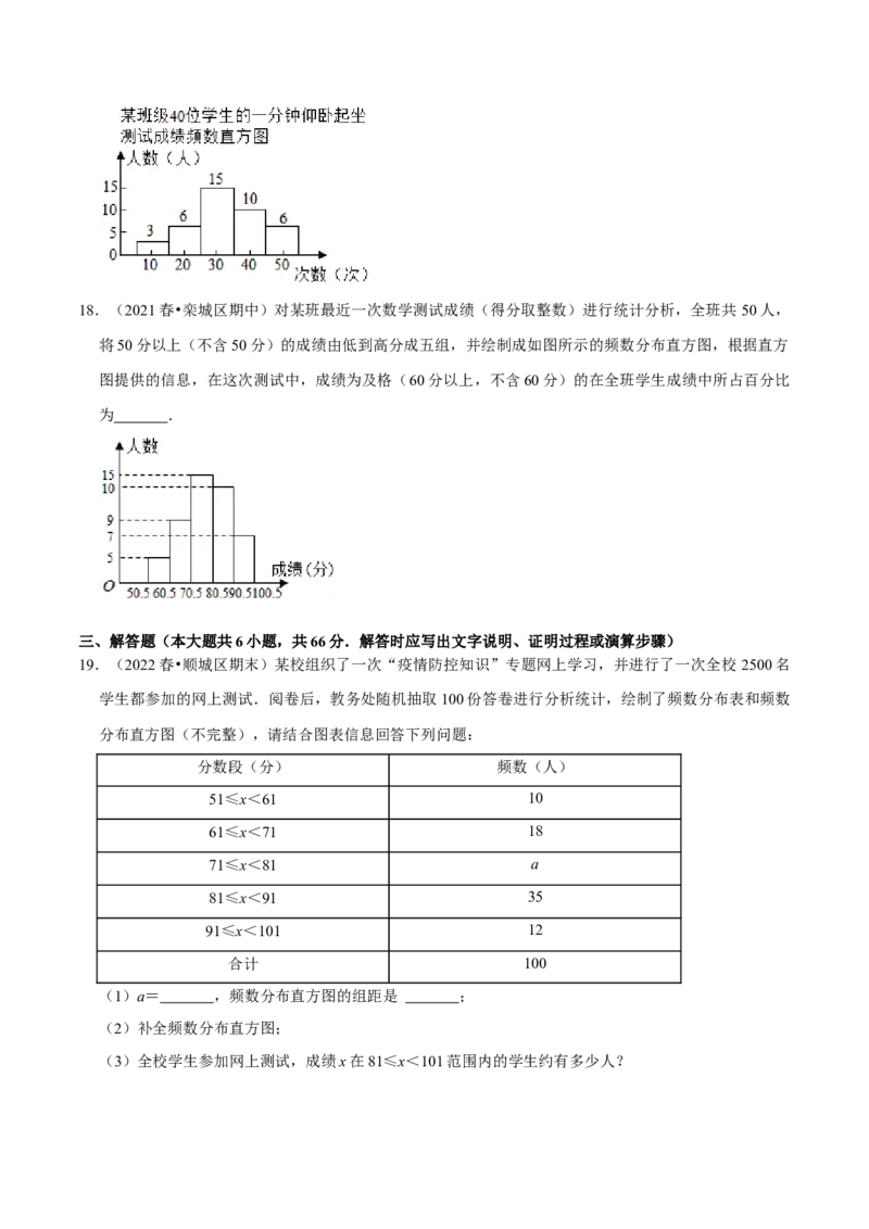 专题10.2直方图专项提升训练（重难点培优）2023培优（原卷版）人教版_初中数学人教版_7下-初中数学人教版_7下-初中数学人教版（旧版）赠送_07专项讲练