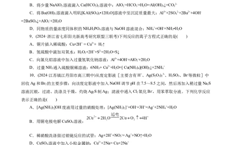 专题03离子反应(练习)(原卷版)_05高考化学_2024年新高考资料_2.2024二轮复习_2024年高考化学二轮复习讲练测（新教材新高考）
