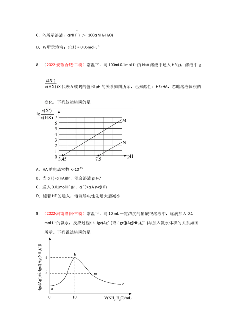 专题九水溶液中的离子平衡专题检验（实战演练）-高考引领教学2023年高考化学二轮针对性复习方案（原卷版）_05高考化学_通用版（老高考）复习资料_2023年复习资料_二轮复习