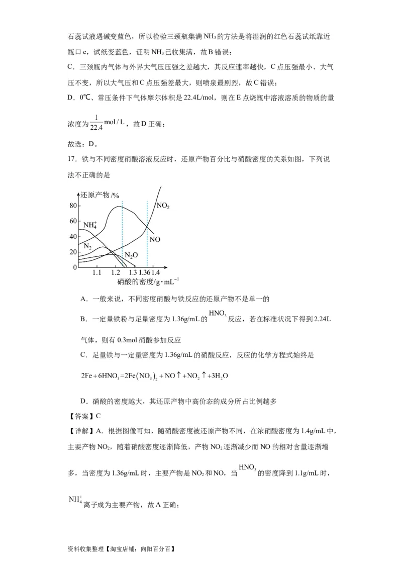 专项训练氮族元素及其化合物（解析版）_05高考化学_新高考复习资料_2024年新高考资料_一轮复习资料_2024届高三化学一轮复习&mdash;专项训练