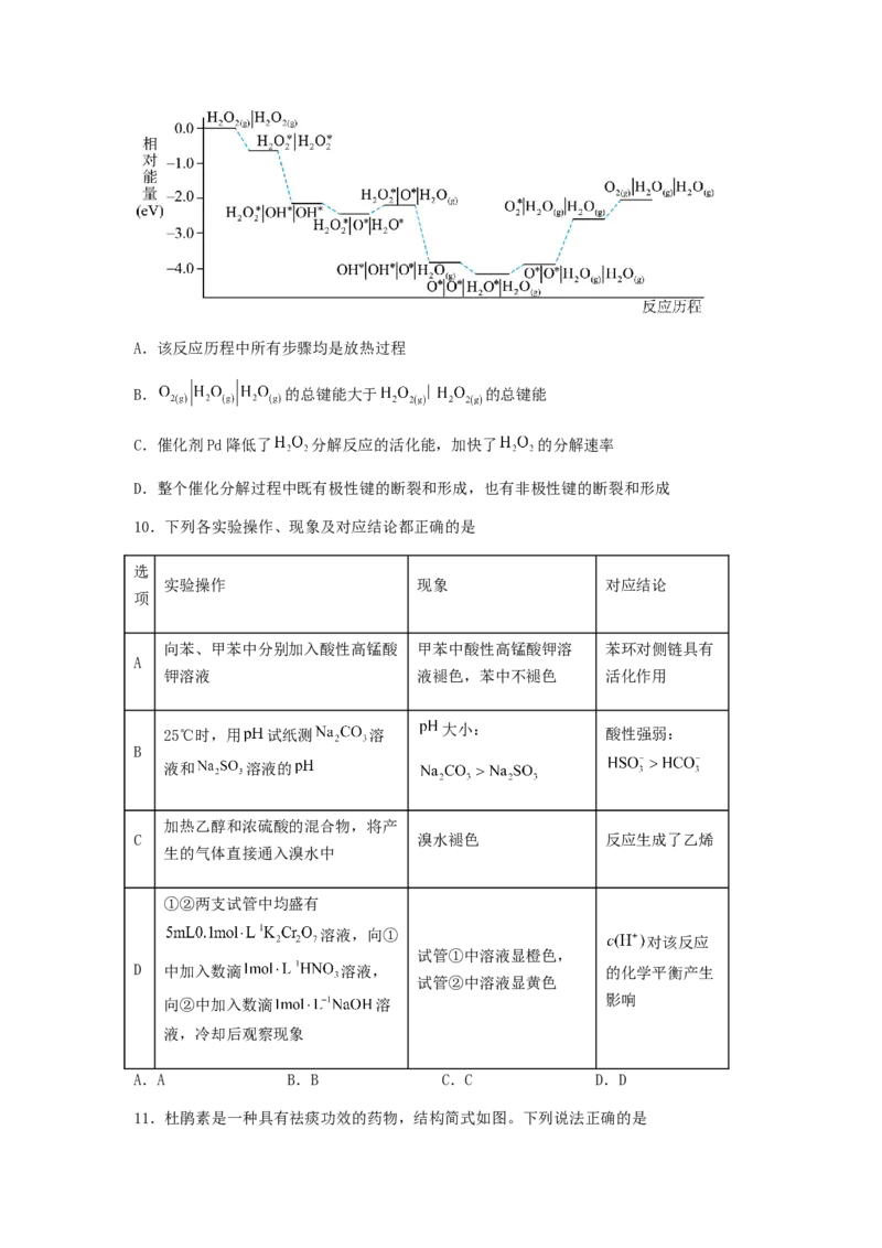 专练04十四道选择题+主观有机题-备战2024年高考化学考前手感保温训练（新高考卷）（原卷版）_05高考化学_2024年新高考资料_5.2024三轮冲刺_备战2024年高考化学考前手感保温训练（新高考卷