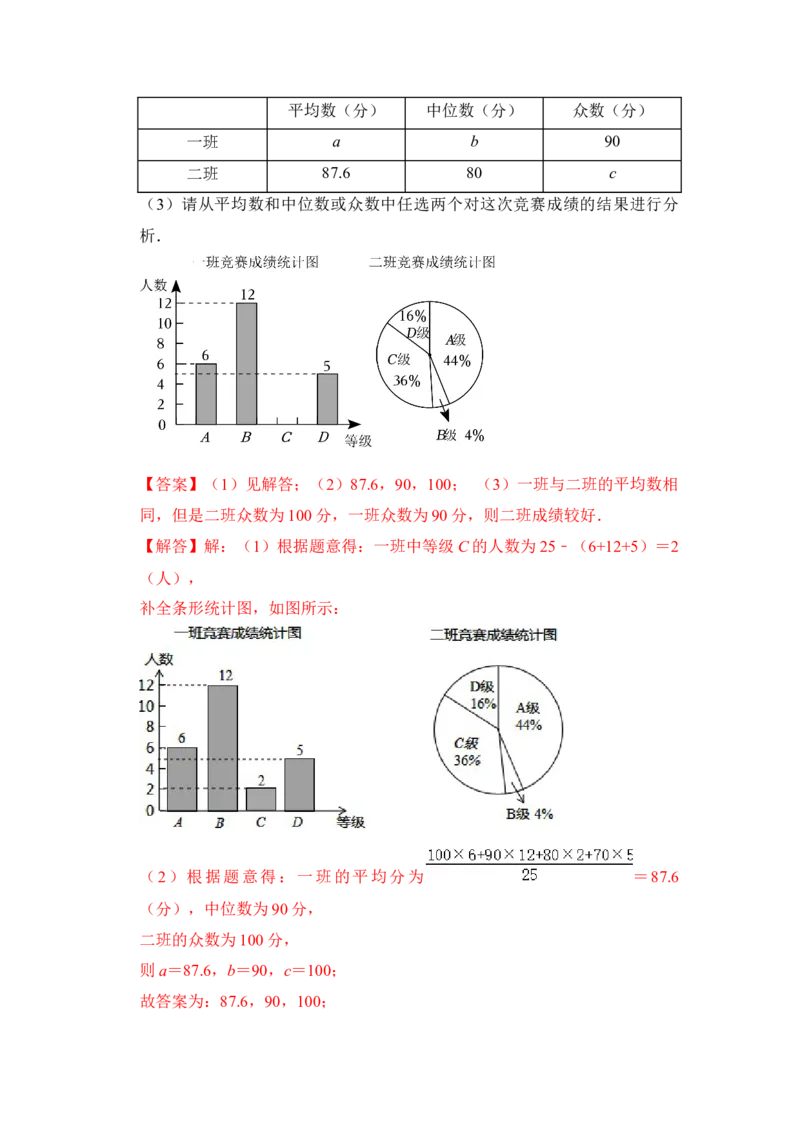 专题33数据的分析（三大类型）（解析版）_初中数学人教版_八年级数学下册_保存转存之后查看(1)_8下-初中数学人教版（2026春新版持续更新）_旧版-可参考_06习题试卷_6期中期末复习专题