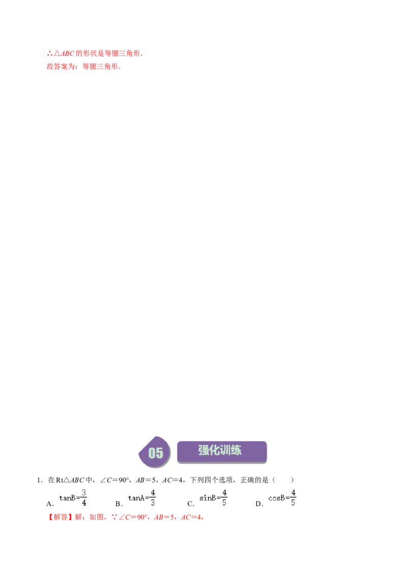 第01讲锐角三角形函数（教师版）_初中数学_九年级数学下册（人教版）_同步讲义-U18_2024版