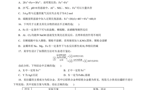 专题03铁金属材料-2023年高考化学一轮复习小题多维练（原卷版）_05高考化学_通用版（老高考）复习资料_2023年复习资料_一轮复习_2023年高考化学一轮复习小题多维练（全国通用）