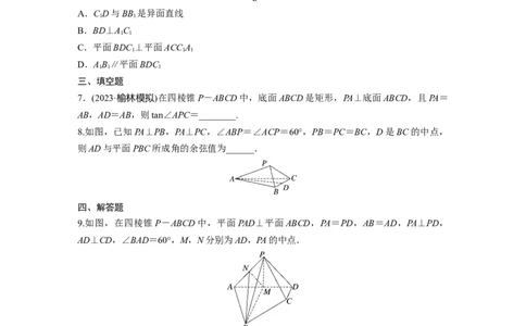 训练24　空间位置关系_2.2025数学总复习_2025年新高考资料_一轮复习_2025高考大一轮复习讲义+课件（完结）_2025高考大一轮复习数学（苏教版）_学生用书Word版文档_午练