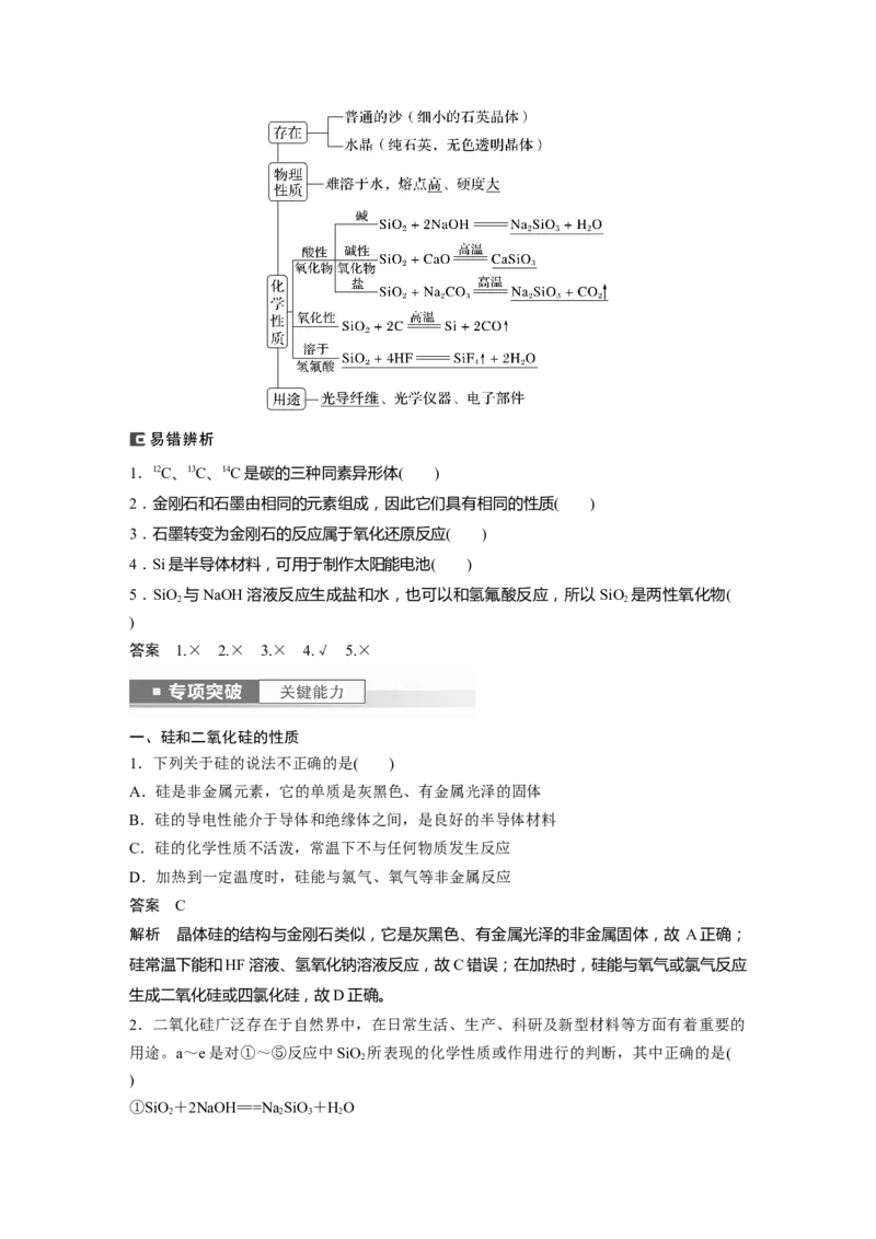 2024年高考化学一轮复习（新高考版）第5章第28讲　硅　无机非金属材料_05高考化学_2024年新高考资料_1.2024一轮复习_2024年高考化学一轮复习讲义（新人教新高考版）